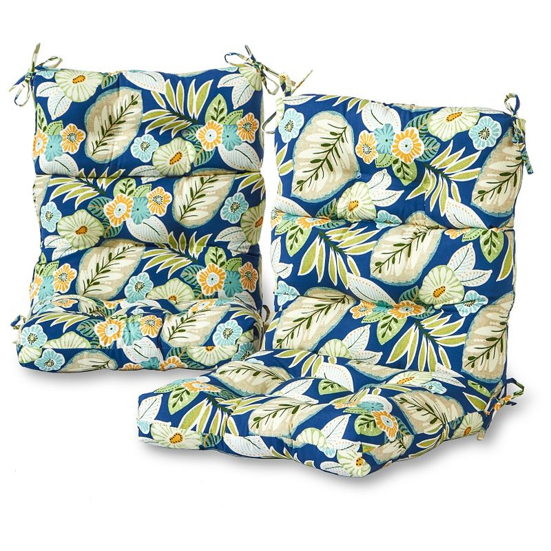 Kensington Garden 2pc 24"x22" Floral Outdoor Seat and Back Chair Cushion Set Marlow: Water & Stain Resistant, Reversible