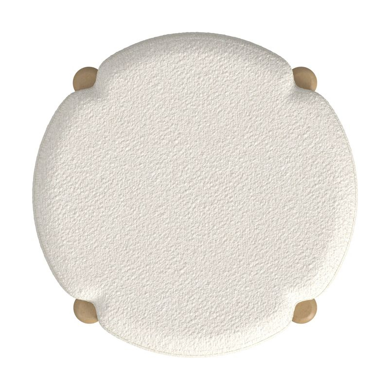 Luna Boucle Ottoman Cream - HomePop: Round, Upholstered, Wood Frame, No Assembly Required
