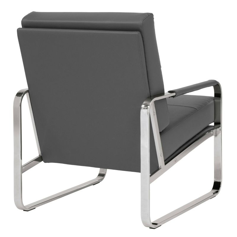 Allure Modern Blended Leather Accent Arm Chair Smoke Gray/Chrome - Studio Designs Home: Chrome-Finished, Comfortable Seating