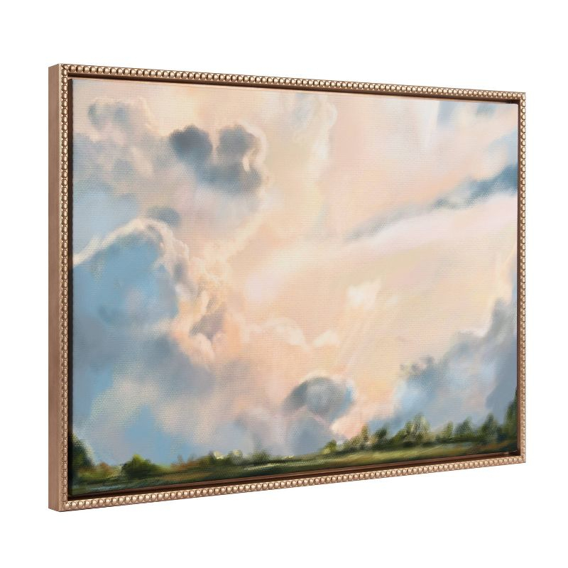Kate & Laurel All Things Decor 23"x33" Sylvie Beaded Clouds Framed Canvas by Mary Sparrow Gold : Landscape, Home Wall Decor