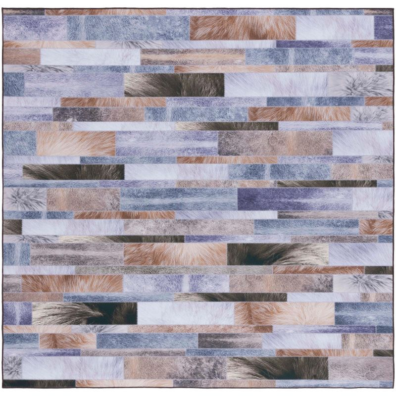 Faux Hide FAH515 Power Loomed Machine Washable Area Rug - Beige/Purple - 6'x6' - Safavieh.