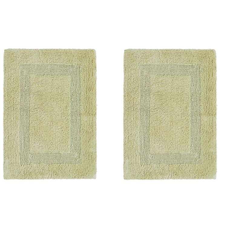 Better Trends Lux 100% Cotton Tufted Solid Reversible Bath Rug Set 2 PC (17" x 24" | 17" x 24") - Sage