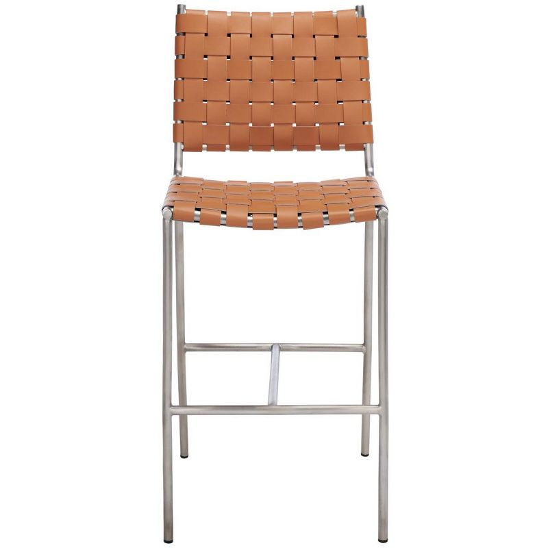 Olenna Woven Counter Stool - BST3011 - Cognac/Silver - Safavieh