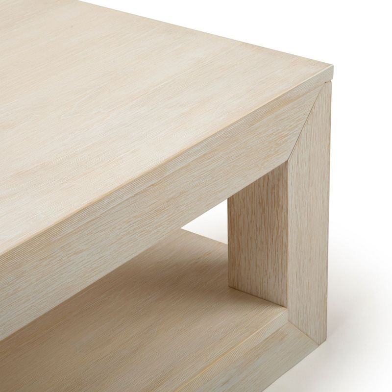 Plank+Beam 40" Modern Rectangular Coffee Table with Shelf, Solid Wood Table with Storage