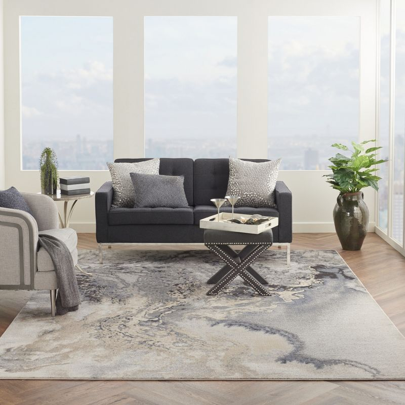Nourison Maxell Modern Abstract Indoor Area Rug Grey 9' x 12'