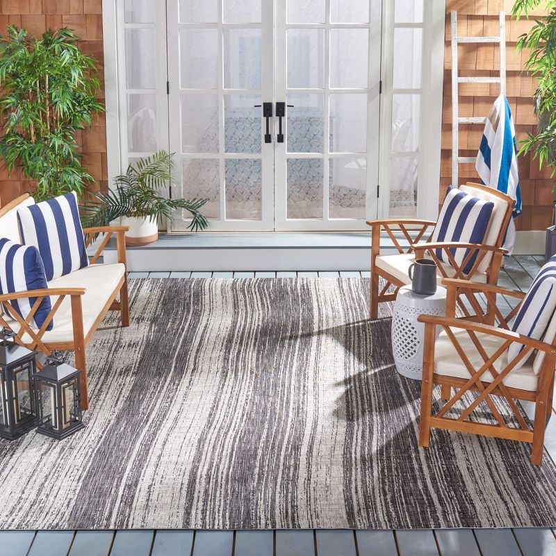 Courtyard CY8393 Power Loomed Indoor/Outdoor Area Rug - Black/Grey - 6'7"x6'7" - Safavieh.