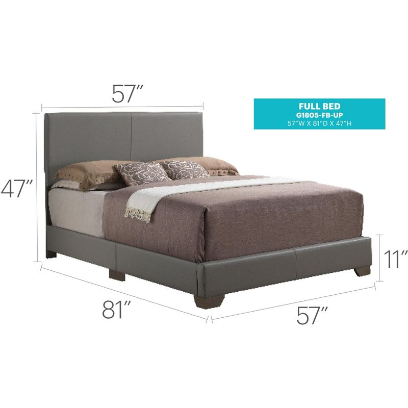 Passion Furniture Aaron Light Grey Upholstered Full Panel Bed