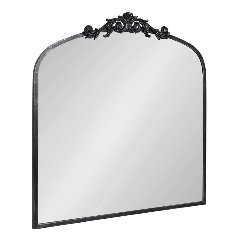 Kate & Laurel All Things Decor 28"x30" Arendahl Traditional Arch Mirror Black: Baroque-Inspired, No Assembly Required
