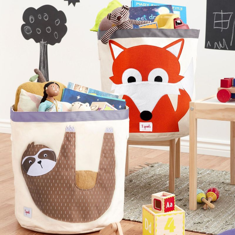 3 Sprouts 3 Sprouts - Canvas Storage Bin - Laundry and Toy Basket for Baby and Kids - Sloth