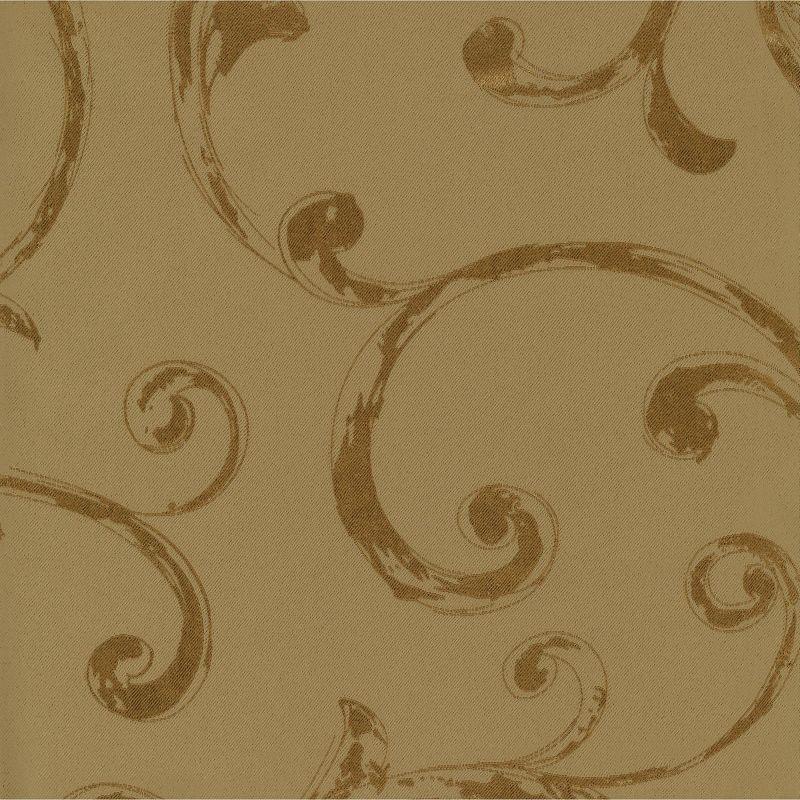 Mia Jacquard Scroll Blackout Window Curtain Panel - 52" x 95" - Gold - Elrene Home Fashions