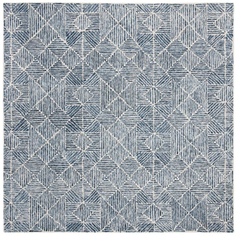 Abstract ABT763 Handmade Indoor Area Rug - Blue - 6'x6' - Safavieh