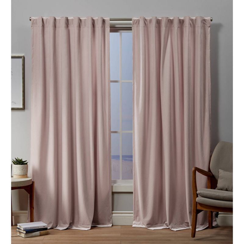 Set of 2 (96"x54") Velvet Back Tab Light Filtering Window Curtain Panels Blush Pink - Exclusive Home: Polyester, OEKO-TEX Certified