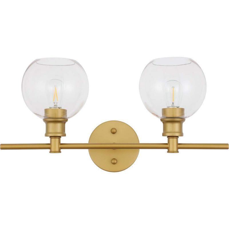 Elegant Lighting Collier 2 light Brass and Clear glass Wall sconce