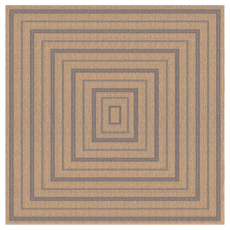 Liora Manne Sahara Multi Border Indoor/Outdoor Rug Navy 7'10" Square