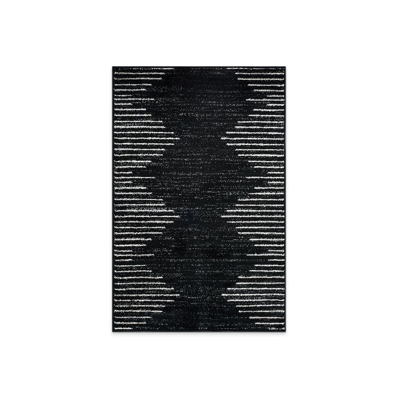 World Rug Gallery Area Rug Bohemian Stripe Jute Rug Carpets for Living Room Rugs for Sale - BLACK 2'7"x4'