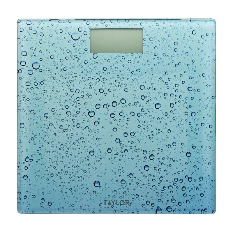 Taylor® Precision Products Digital Glass Waterdrop Bathroom Scale, 400-Lb. Capacity in Blue
