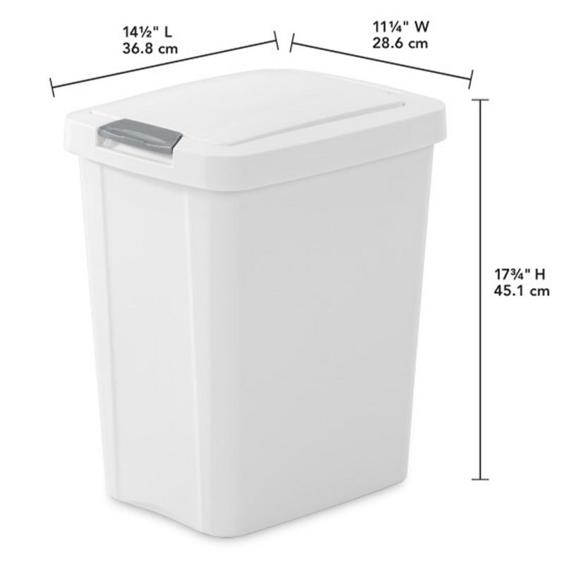 Sterilite 7.5 Gallon TouchTop Wastebasket Trash Can with Pop Up Lid for Kitchen, Bathroom, Mudroom or Office, 4 Pack, White