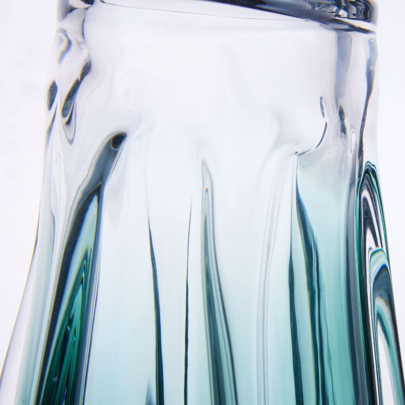 Luxury Lane Hand Blown Laine Art Glass Vase Forest Green Ombre 12.5"H