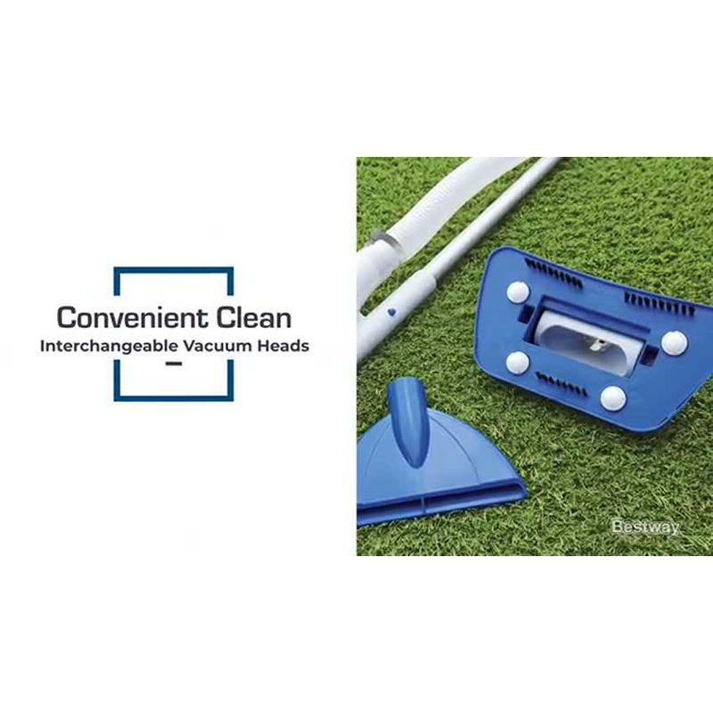 Bestway Flowclear AquaCrawl 88 Inch Pool Vacuum for 15 Feet Above Ground Pools with Removable Debris Bag, Suction Nozzle, Skimmer Head, and Adapters