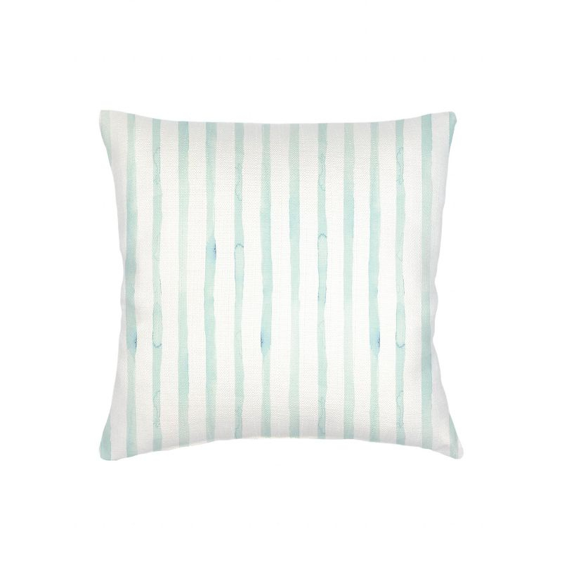 Riviera Aqua Striped Linen Pillow 20x20 20x20 / Down