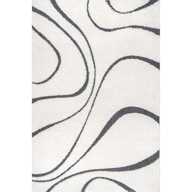 Nuloom Carolyn Abstract 7x9 Shag Indoor Area Rug for Living Room Bedroom Dining Room Nursery, Beige/Grey