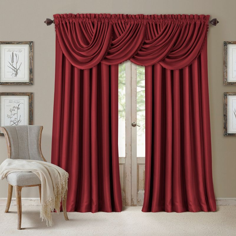 All Seasons Single Waterfall Window Valance - 52" x 36" - Rouge Red - Elrene Home Fashions