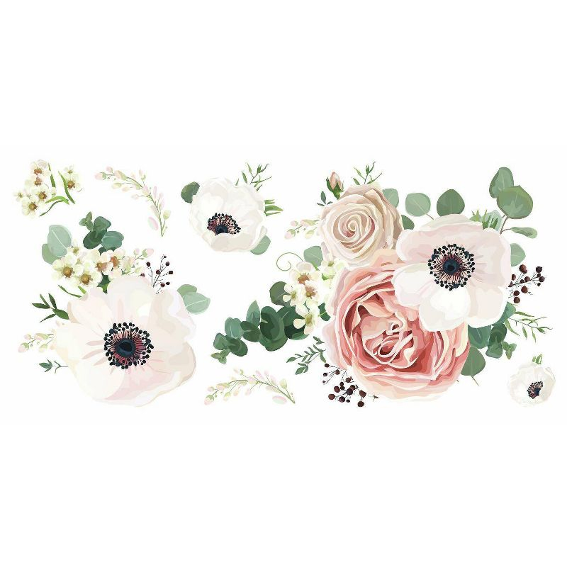 Fresh Floral Peel and Stick Giant Wall Decal - RoomMates: Vinyl, Self-Adhesive, Modern Decor, 7 Pieces