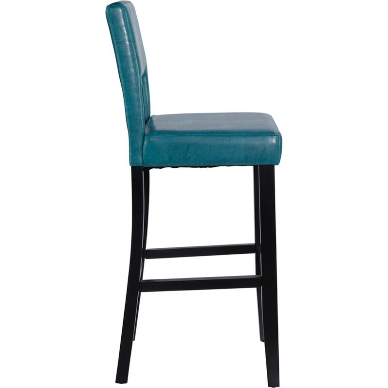 30" Vega Padded Back and Seat Faux Leather Barstool Blue - Linon: Upholstered, Rubberwood Legs, Fixed Height