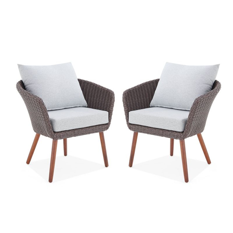 4pc All-Weather Wicker Athens Outdoor Conversation Set with 35" Coffee Table - Brown - Alaterre Furniture: Weather-Resistant Patio Ensemble