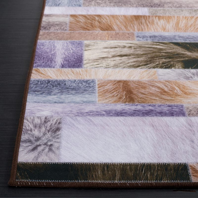 Faux Hide FAH515 Power Loomed Machine Washable Runner Rug - Beige/Purple - 2'6"x8' - Safavieh.