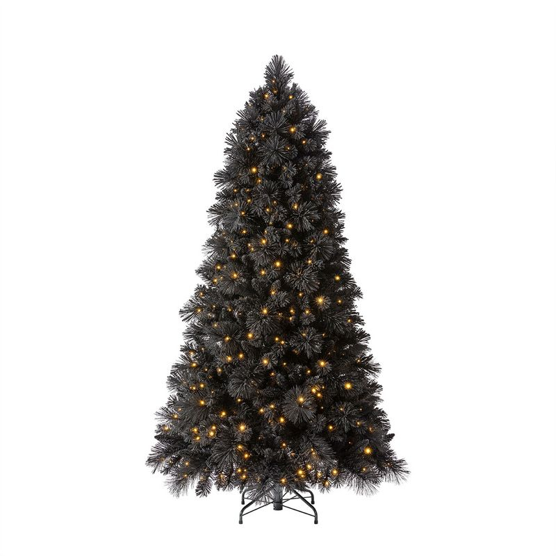 Home Heritage 1-1.75" Artificial Christmas Tree Base Rotating Metal Stand with Snowdrift 6.5 Ft Pre-Lit Artificial Christmas Holiday Tree