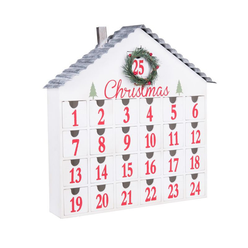 Transpac Wood 17.25 in. Multicolor Christmas Countdown House