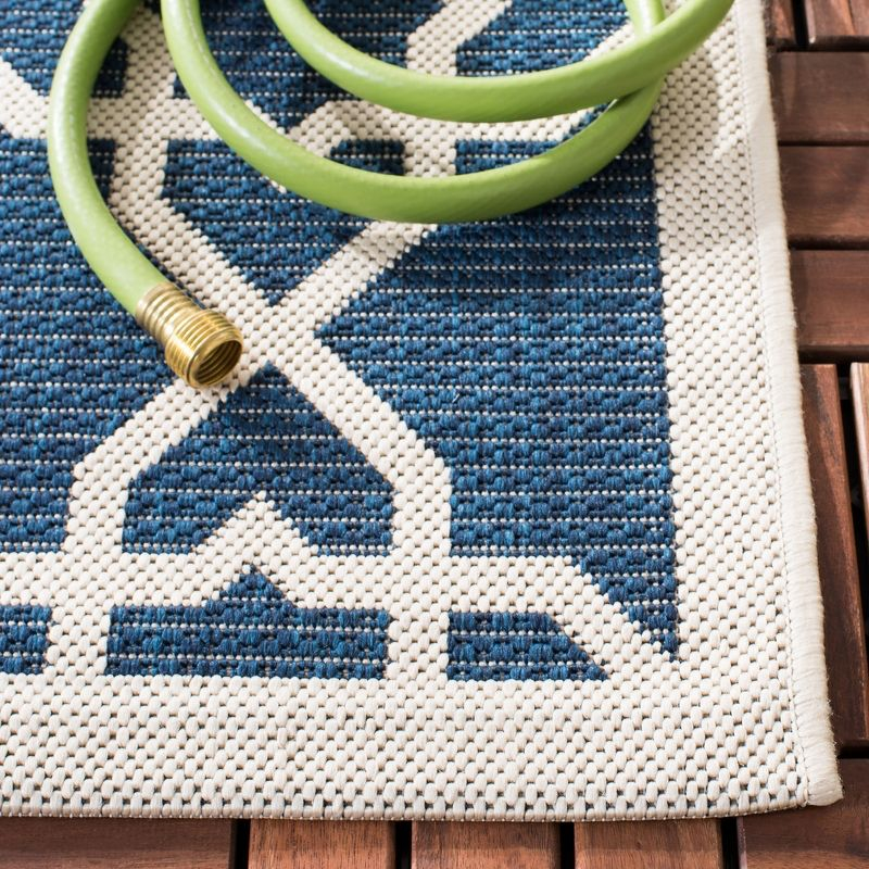 Courtyard CY6032 Power Loomed Indoor and Outdoor Runner Rug - Navy/Beige - 2'3"x12' - Safavieh