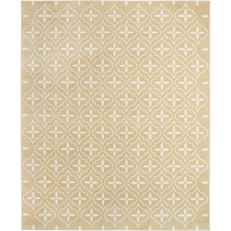 Nourison Essentials Moroccan Modern Indoor Outdoor Rug Beige Ivory 6' x 9'