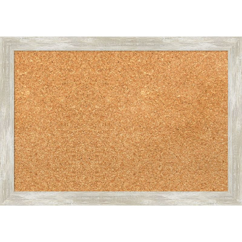 Amanti Art Natural Cork Board Framed Crackled Metallic Narrow Bulletin Board 20 in. x 14 in.