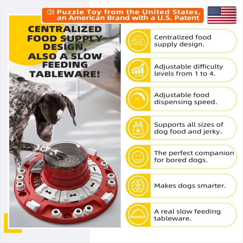 KADTC 4-in-1 Dog Puzzle Toy, Interactive Slow Feeder & Treat Dispenser for Smart Dogs