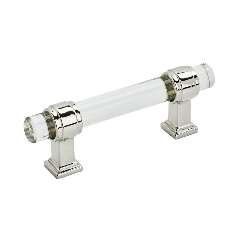 Amerock Glacio 3 inch (76mm) Center-to-Center Clear/Polished Nickel Cabinet Pull