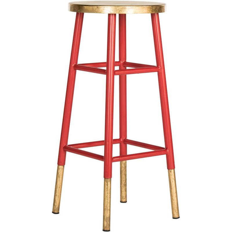 Emery Dipped Gold Leaf Bar Stool - FOX3230 - Red/Gold - Safavieh Couture