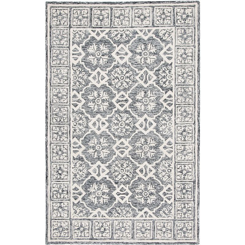 Metro MET851 Hand Tufted Indoor Area Rug - Black/Ivory - 4'x6' - Safavieh
