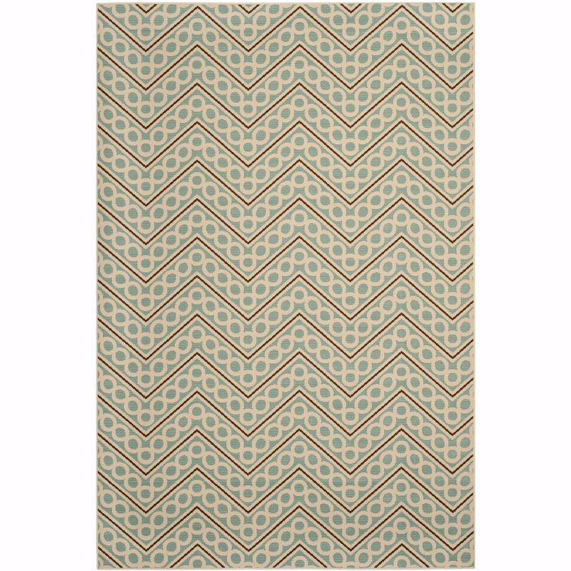 Hampton HAM513 Power Loomed Indoor/Outdoor Area Rug - Light Blue/Ivory - 6'7"x9'6" - Safavieh.