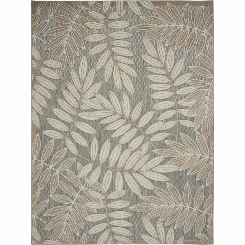Nourison Aloha Floral Leaf Flatweave High-Low Indoor Outdoor Area Rug Natural 3'6" x 5'6"