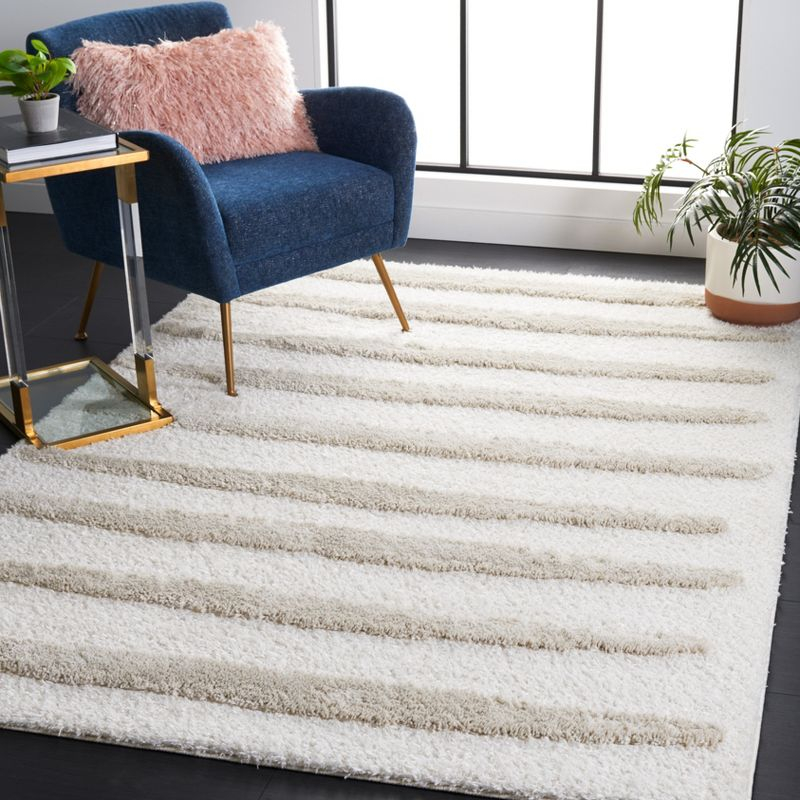 Hi-Lo Shag HLS202 Power Loomed Area Rug - Beige - 4'x6' - Safavieh.