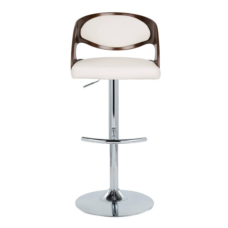 Set of 2 Pino Adjustable Barstools Cherry/White - LumiSource: Upholstered, Footrest, Counter Height