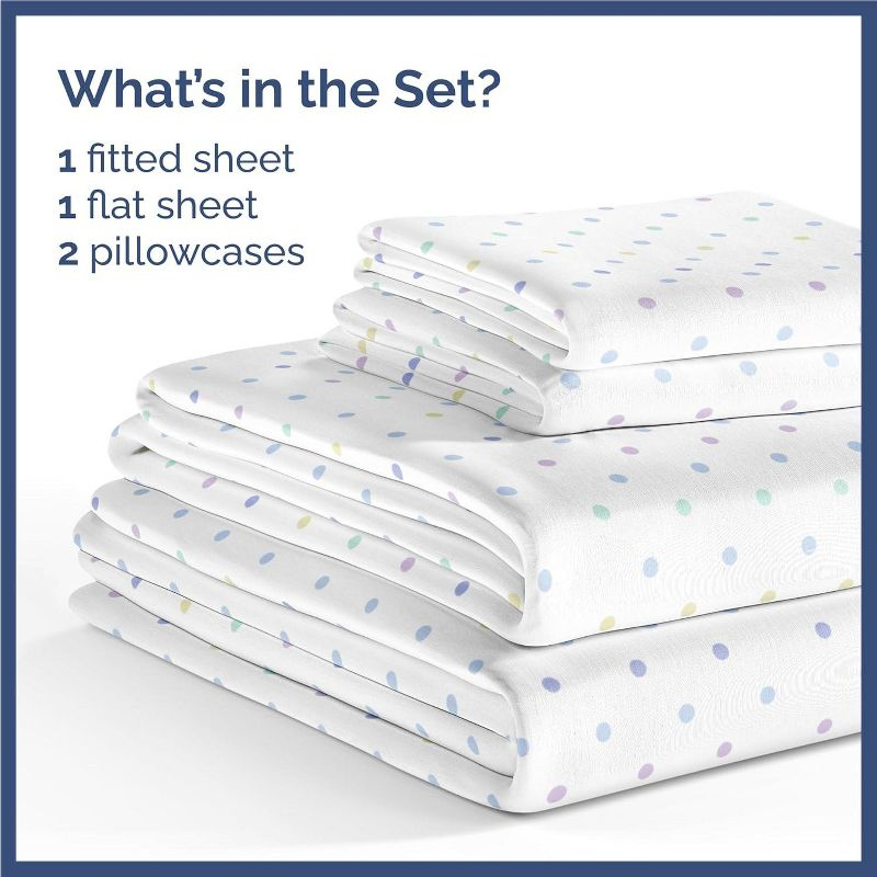 CGK Linens Kids 4 Piece Bed Sheet Set - Cute & Cozy Wrinkle-Resistant with Vibrant Designs in Multicolor Polka Dots, Size Queen