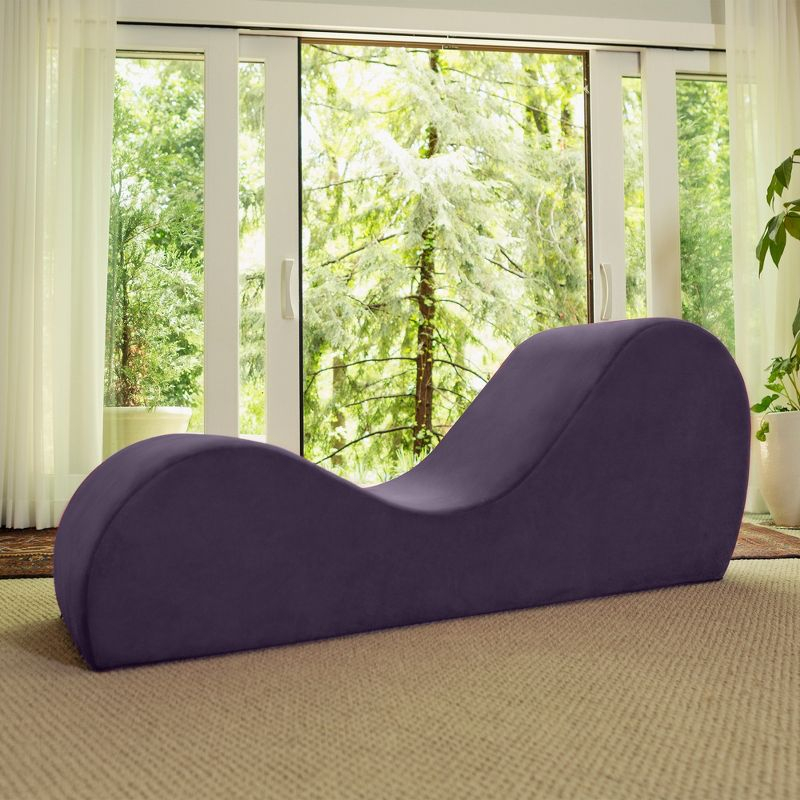 Avana Sleek Chaise Lounge for Yoga - Made in The USA - Great for Stretching, Relaxation, Exercise & More, 60D x 18W x 26H Inch, Aubergine