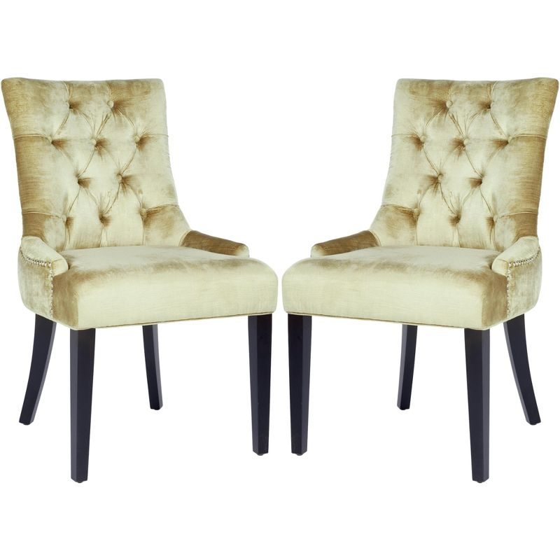 Abby 19''H Tufted Side Chairs (Set of 2)  Silver Nail Heads - Antique Sage - Safavieh
