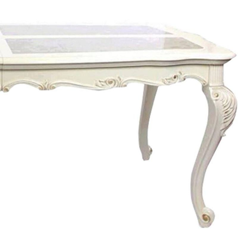 Chantelle 96" Dining Tables Marble Top and Pearl White - Acme Furniture