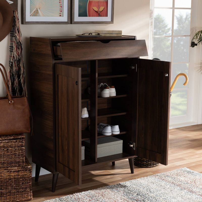 Cormier Walnut Finished 2 Door Wood Entryway Cabinet with Shoe Organizer - Baxton Studio