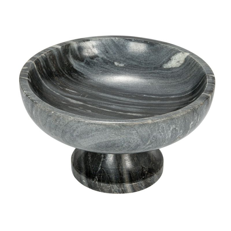 Storied Home Marble Footed Pedestal Bowl, Gray