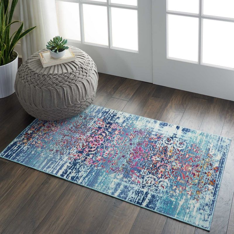 Nourison Vintage Kashan VKA02 Blue/White/Orange Indoor Area Rug - 2' x 4'